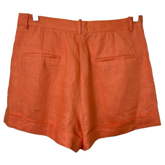 Cami NYC - “Rabia” Tailored Short in Papaya Linen-Blend Pleated - Size 12 Orange - Picture 5 of 17